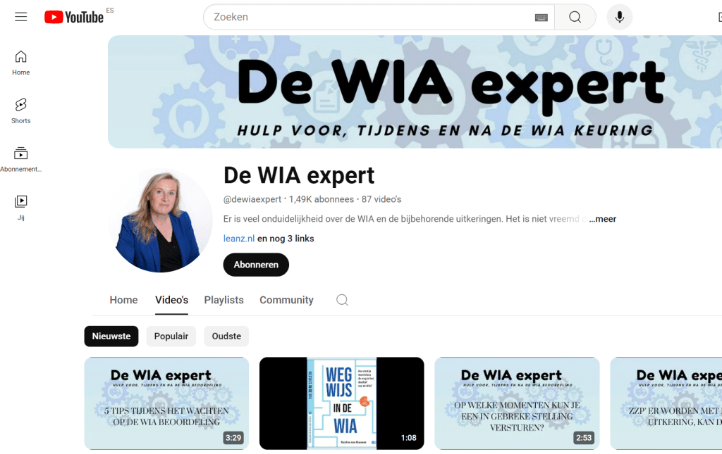 Youtube kanaal van de WIA expert